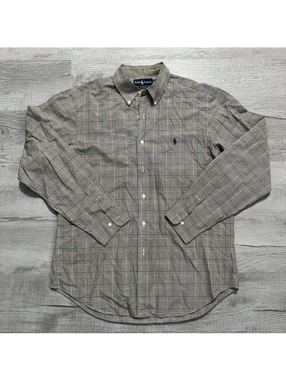 Ralph Lauren Shirt Mens L Tattersall Check Plaid Button Down